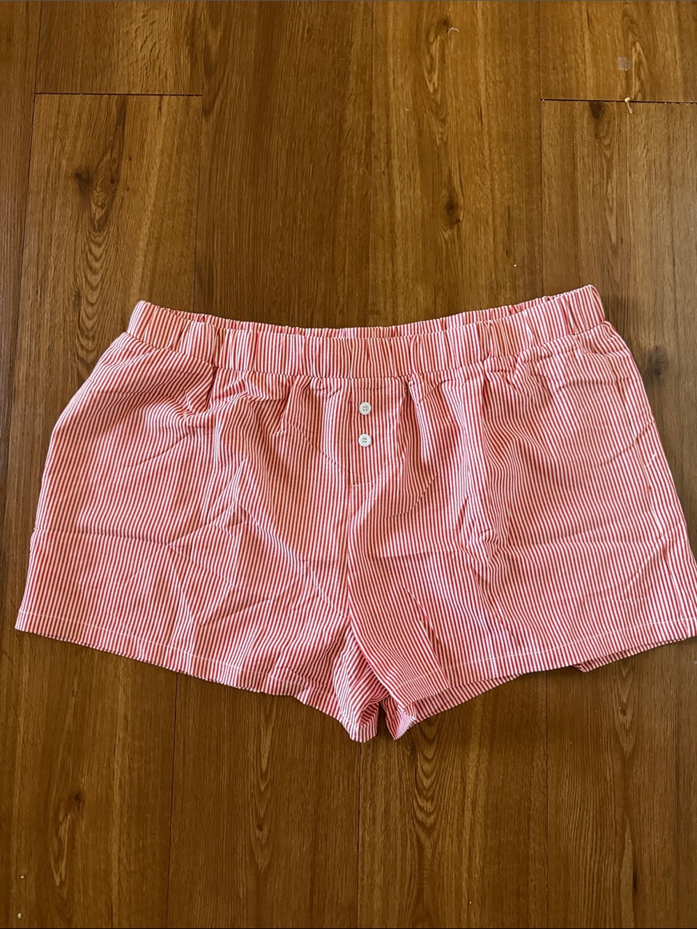 Striped Pink Elastic-Waist Bermuda Shorts